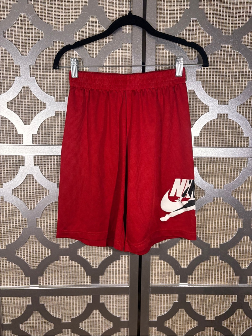 Jordan Red Athletic Shorts with White Logo